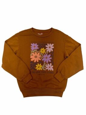 Blessed Girl Floral Faith Graphic Sweatshirt Praise The Lord Psalm 9:1  Small